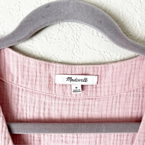 Madewell Dress Women's Medium Lightspun Button Front Mini Wisteria Dove ND175 - Picture 7 of 9